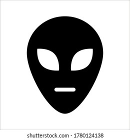 Extraterrestrial alien face or head icon on white backgroun