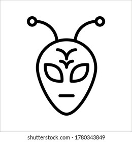 Extraterrestrial alien face or head icon on white backgroun