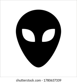 Extraterrestrial alien face or head icon on white backgroun