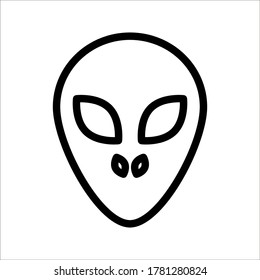 Extraterrestrial alien face or head icon on white backgroun