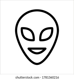 Extraterrestrial alien face or head icon on white backgroun