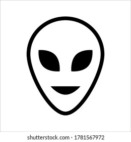 Extraterrestrial alien face or head icon on white backgroun
