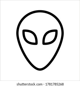 Extraterrestrial alien face or head icon on white backgroun