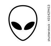 Extraterrestrial alien face or head symbol line art vector icon for apps and websites