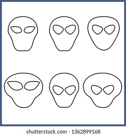 Extraterrestrial alien face or head symbol line art vector icon for apps and websites