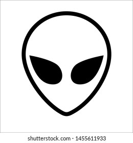 Extraterrestrial alien face or head symbol line art.  Humanoid head outline, futuristic space invader