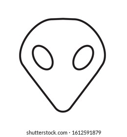 Extraterrestrial alien face or head symbol line art vector icon for apps and websites