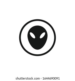 Extraterrestrial alien face or head symbol line art vector icon for apps and websites