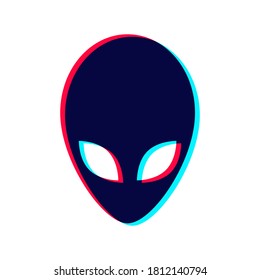 Extraterrestrial alien face or head symbol flat icon for apps and websites. Vector illustration. 