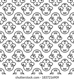 Extraterrestrial alien face or head symbol line art vector icon for apps and websites
