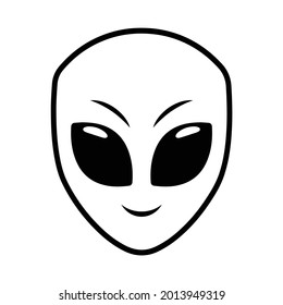 Extraterrestrial alien face or head symbol line art vector icon for apps and websites. Isolated graphic on white background. Scalable EPS 10 vector graphic