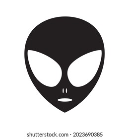 Extraterrestrial alien face or head symbol line art vector icon for apps and websites isolated on a white background in eps10