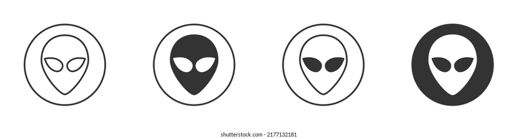 Extraterrestrische außerirdische Gesichtssymbole oder Kopfsymbol. Vektorgrafik.