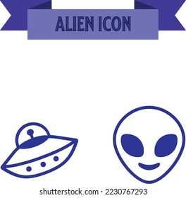 Extraterrestrial alien face or head symbol line art vector icon for apps and websites