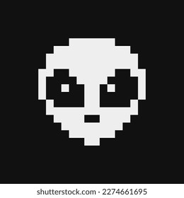 Extraterrestrial alien face or head symbol perfect pixel art icon. Logo for game design. 1-bit. Isolated vector illustration. Game assets. Design for stickers, web, mobile app.