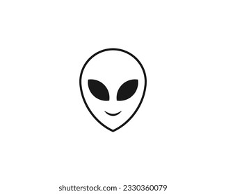 Extraterrestrial alien face or head symbol line art vector icon for apps and websites. Space and extraterrestrial theme. Idea for poster, banner, cards.Space symbol stock vector illustration.