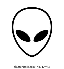 Extraterrestrial alien face or head symbol line art vector icon for apps and websites