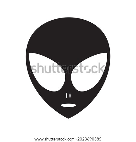 Extraterrestrial alien face or head symbol line art vector icon for apps and websites isolated on a white background in eps10