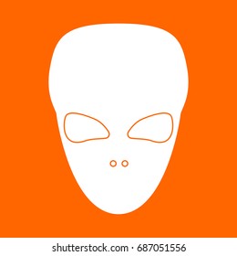 Extraterrestrial alien face or head white icon .