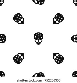 Extraterrestrial alien head pattern repeat seamless in black color for any design. Vector geometric illustration