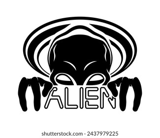Extraterrestrial alien sign icon on white background.