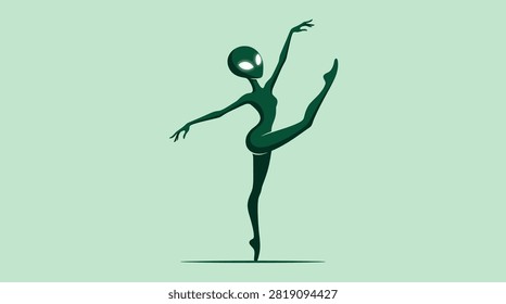 Extraterrestrial character performing ballet, ideal for creative science fiction projects.