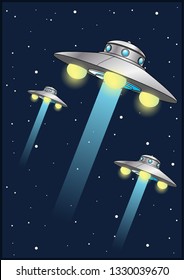 Extraterrestrial Flying Saucers Attack! Retro Fantastic Poster Stylization