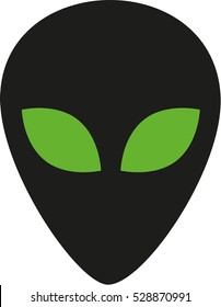 Extraterrestrial head with green eyes
