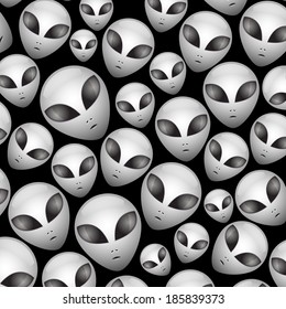 Extraterrestrial head random repeating pattern, illustration