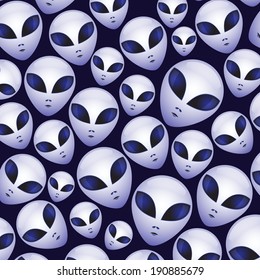 Extraterrestrial head random repeating pattern, illustration