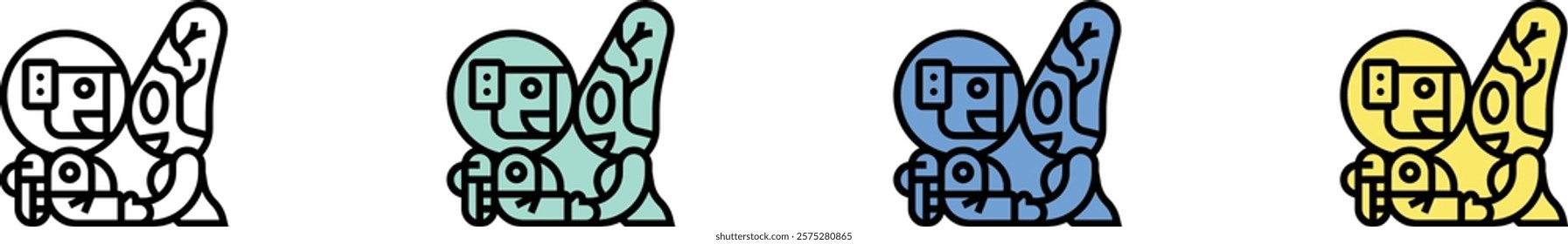 extraterrestrial icon. Outline, Green, Blue and Yellow Style Design Isolated On White Background