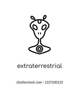 extraterrestrial icon. Trendy modern flat linear vector extraterrestrial icon on white background from thin line Astronomy collection, outline vector illustration