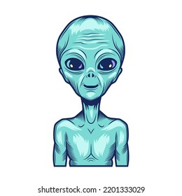 Extraterrestrial life. Alien isolated vector illustration. For fantasy, universe, cosmic objects concept