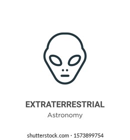 Extraterrestrial outline vector icon. Thin line black extraterrestrial icon, flat vector simple element illustration from editable astronomy concept isolated on white background