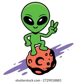 Gesto de paz extraterrestre Ilustración vectorial plana