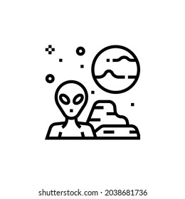 Extraterrestrial Silhouette Icon On White Background