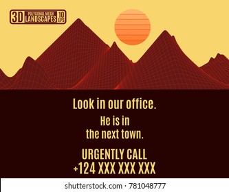 extravagant computer mountains polygonal illustration vector brochure for advertising