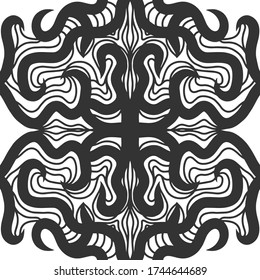 Extravagant seamless vector pattern. Adult antistress coloring elements. A lot of waved lines.