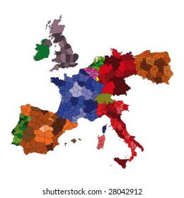 extrem detailed map of most important european countries - vector