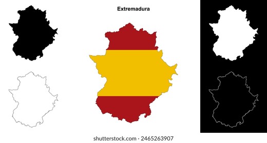 Extremadura blank outline map set