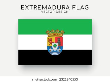 Extremadura flag. Detailed flag on white background. Vector illustration