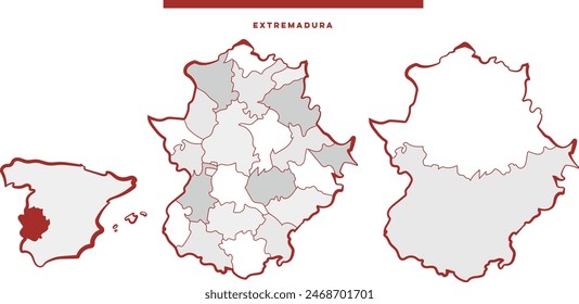 Extremadura Map, Spain, Europe, Territory