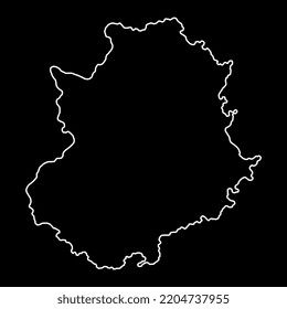 Mapa de Extremadura, región de España. Ilustración vectorial.