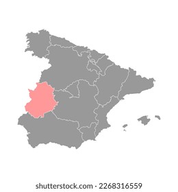 Extremadura map, Spain region. Vector illustration.