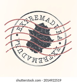Extremadura, España Stamp Map Postal. Sello de silueta. Diseño de redondeo de Passport. Icono del vector. Diseño Retro Viaje Símbolo Nacional.
