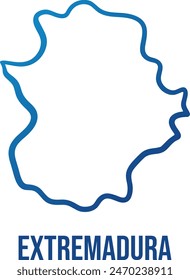 Extremadura, spainish  autonomous community abstract shape blue gradient map