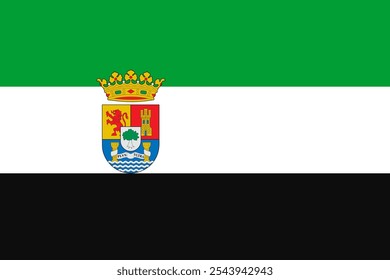 A bandeira da Estremadura representa a sua rica história e patrimônio cultural. Esta comunidade autônoma espanhola ocidental é conhecida por sítios medievais, paisagens cênicas e tradições