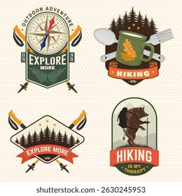 Extreme adventure artwork for poster, sticker with camping quote. Vector. Concept for shirt or logo, print, stamp or tee. Summer camp