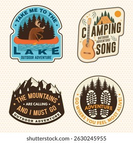 Extreme adventure artwork for poster, sticker with camping quote. Vector. Concept for shirt or logo, print, stamp or tee. Summer camp.