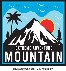 The extreme Adventure Mountain a creative T shirt design .